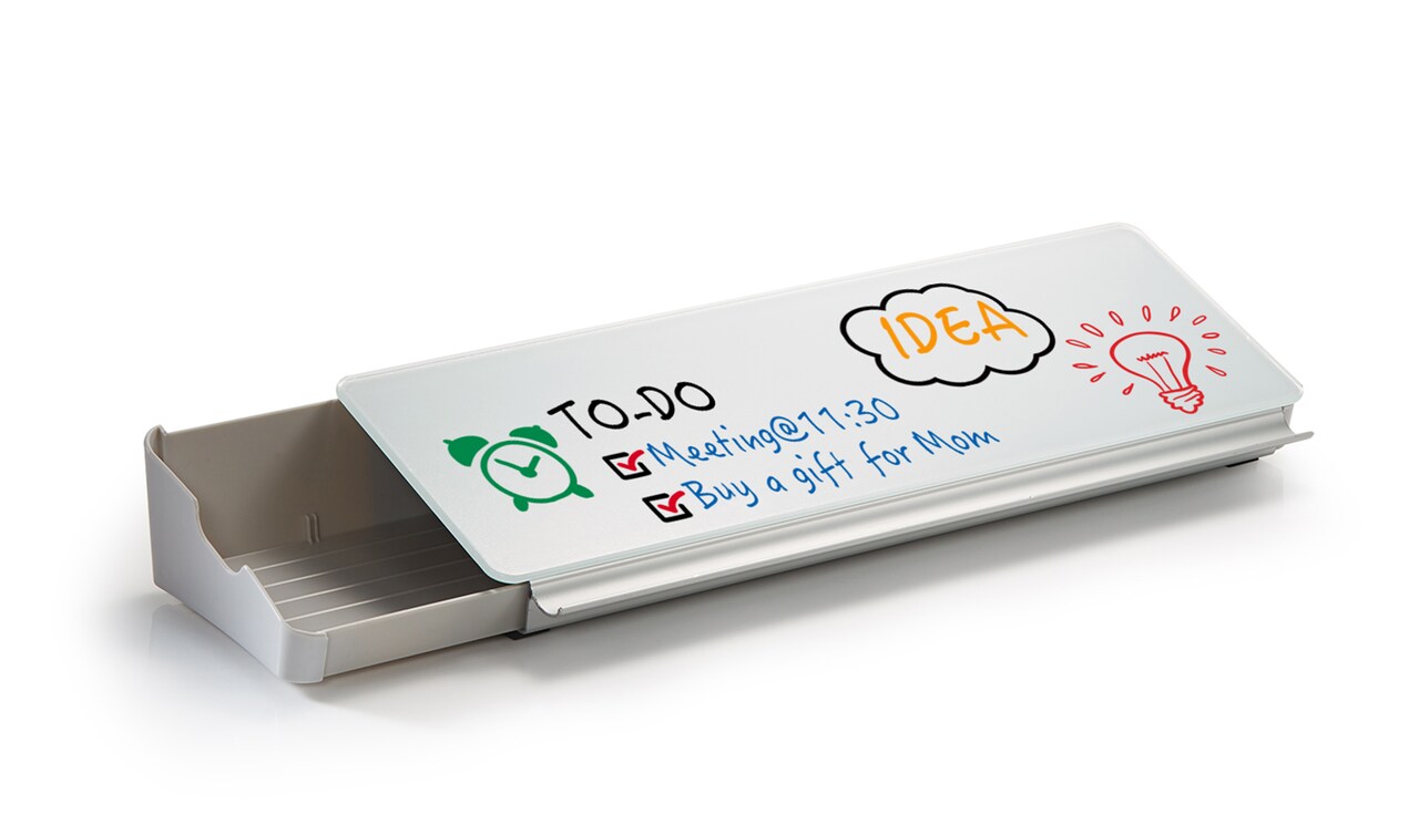 Audio-Visual Direct - Desktop Organizer & Storage Glass Notepad, Whiteboard